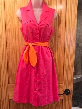 Vintage Isaac Mizrahi Pink & Tangerine Summer Dress